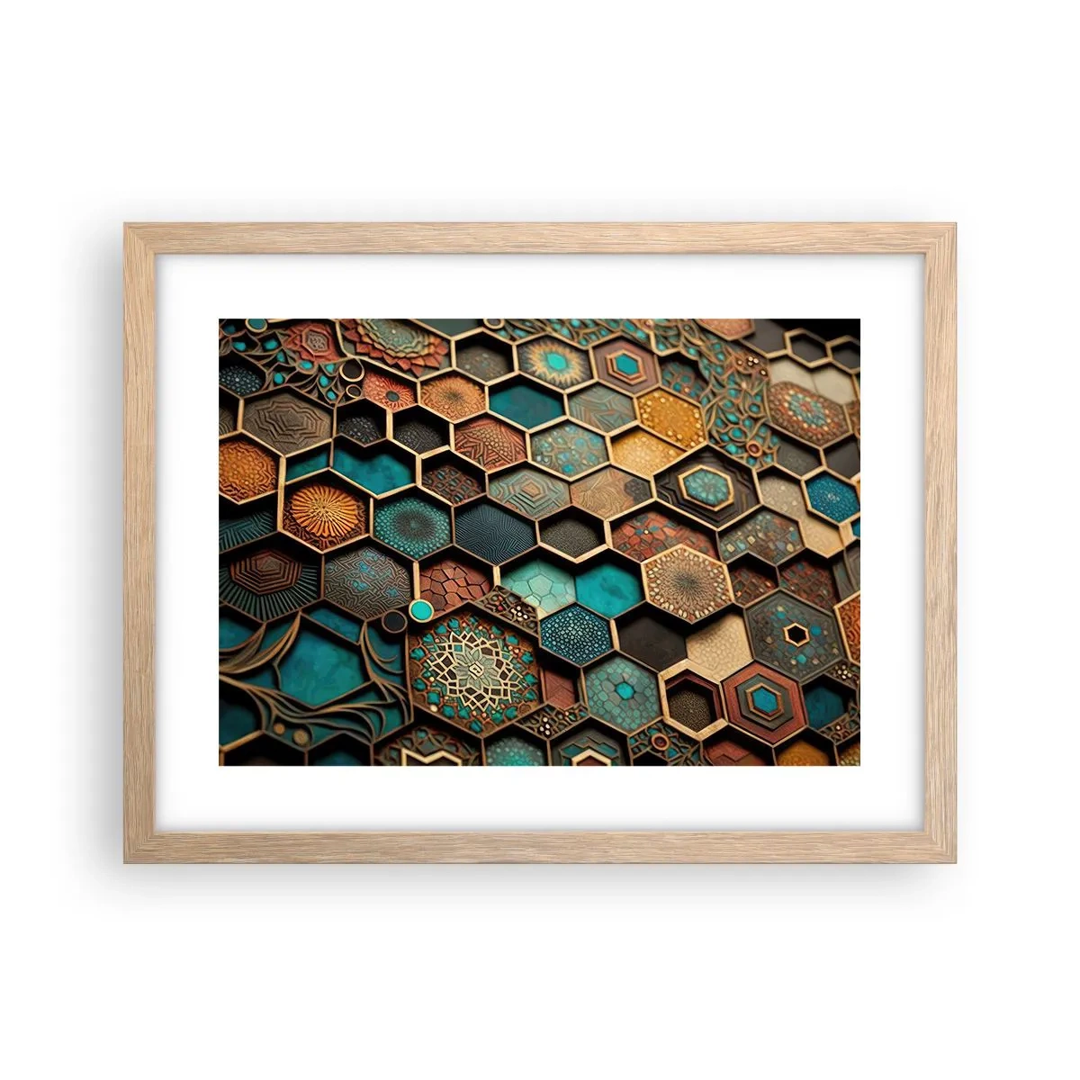 Plakat w ramie jasny dąb - Arabskie ornamenty – wariacja - 40x30 cm
