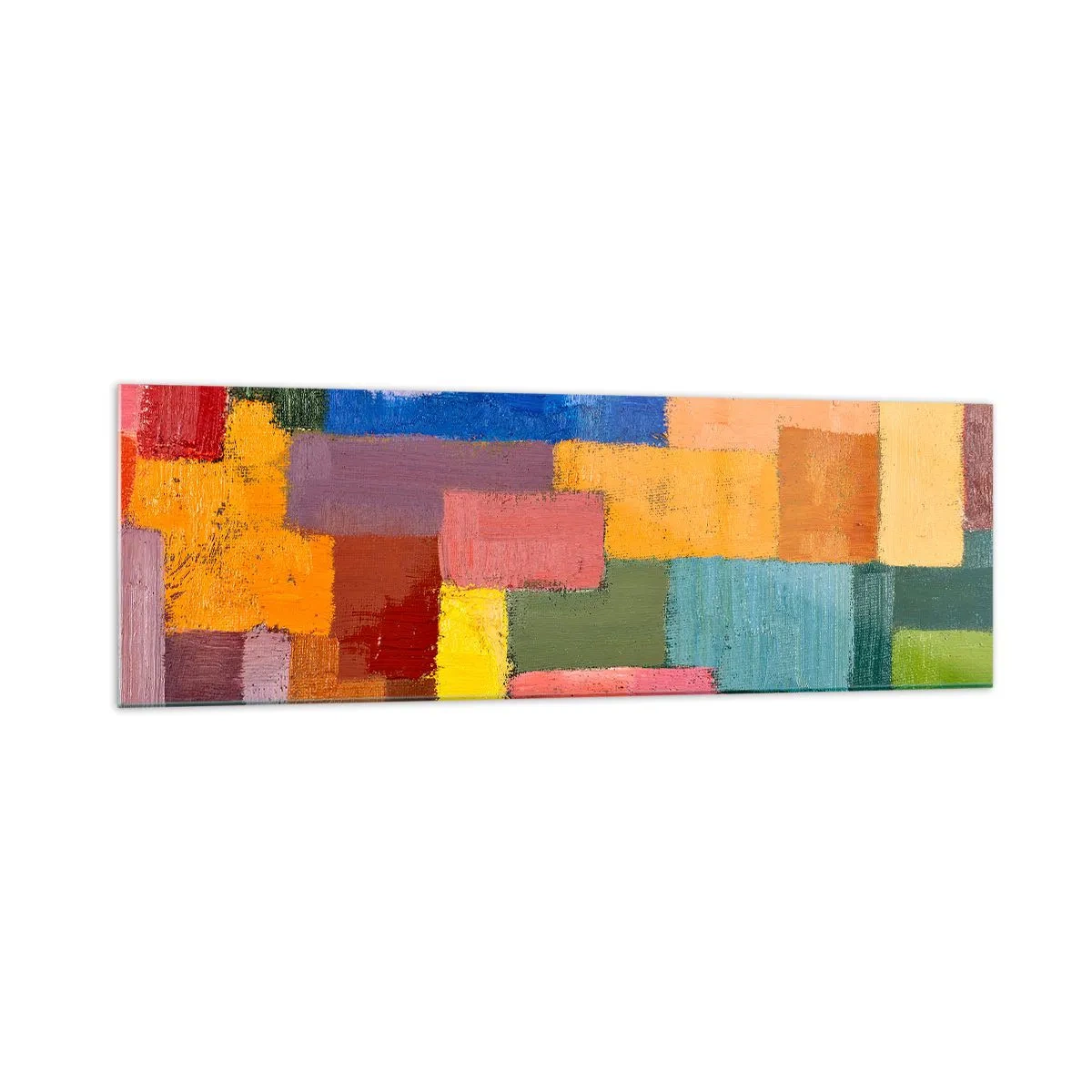 Obraz na szkle - Kolorowe abstrakcyjne prostokąty w różnych odcieniach - 160x50cm - Każdy inny, wszystkie barwne - Nowoczesna dekoracja ścienna do salonu i sypialni ARTTOR