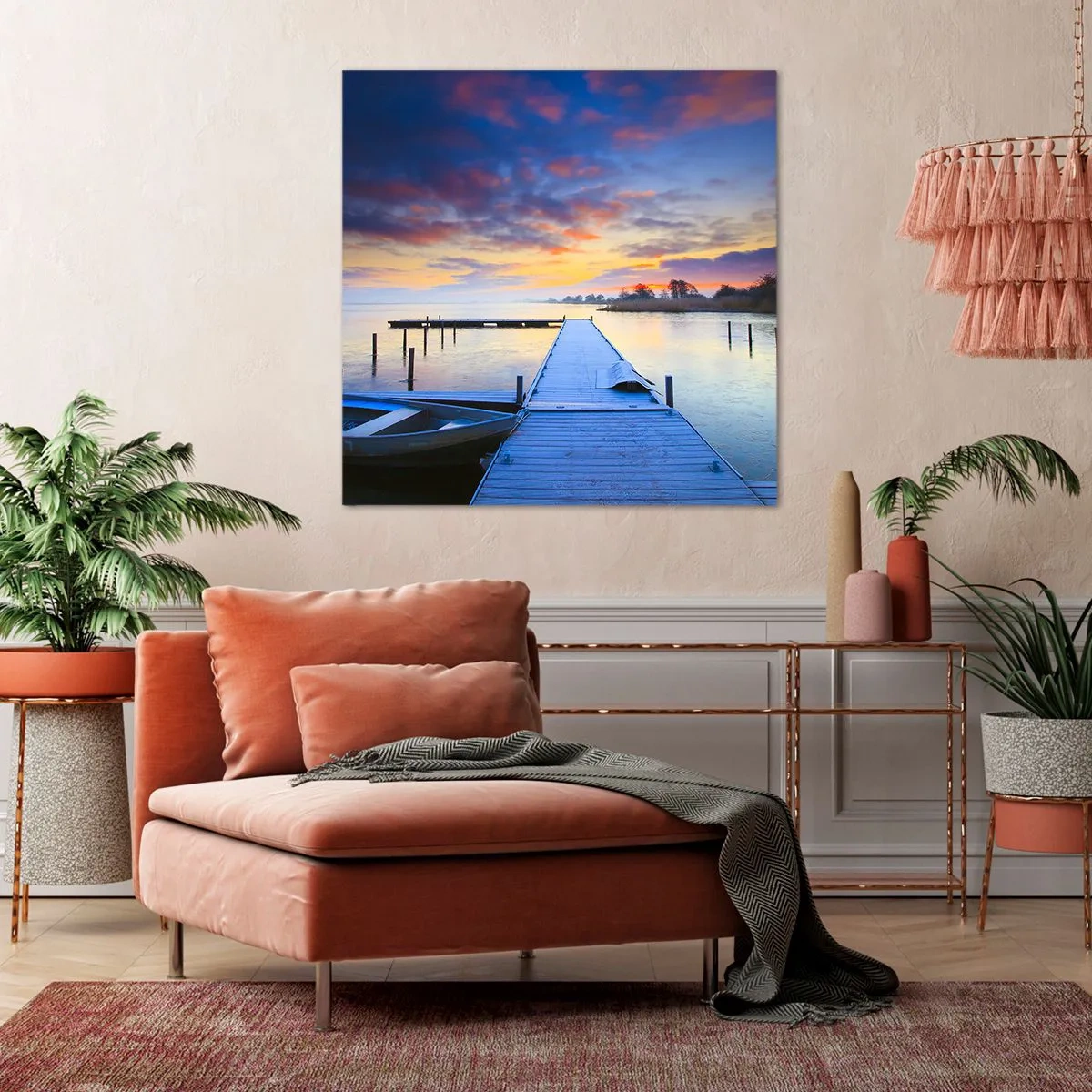 Obraz na płótnie - Fioletowo-złoty spokój - 60x60 cm