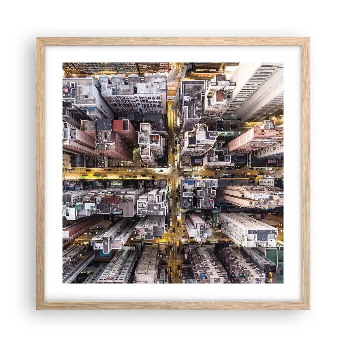 Plakat w ramie jasny dąb - Pozdrowienia z Hongkongu - 50x50 cm