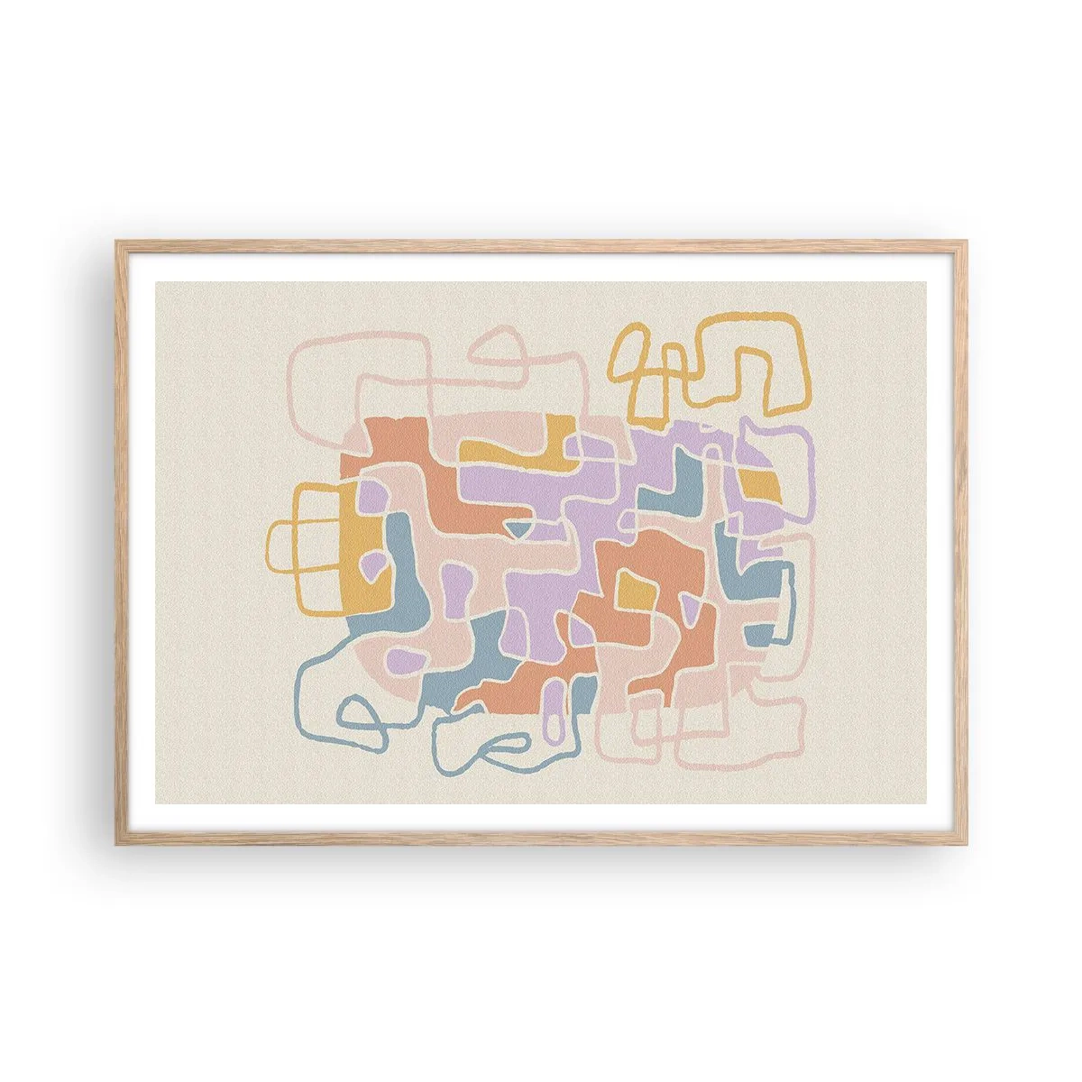 Plakat w ramie jasny dąb - Labirynt – radosna przygoda - 100x70 cm