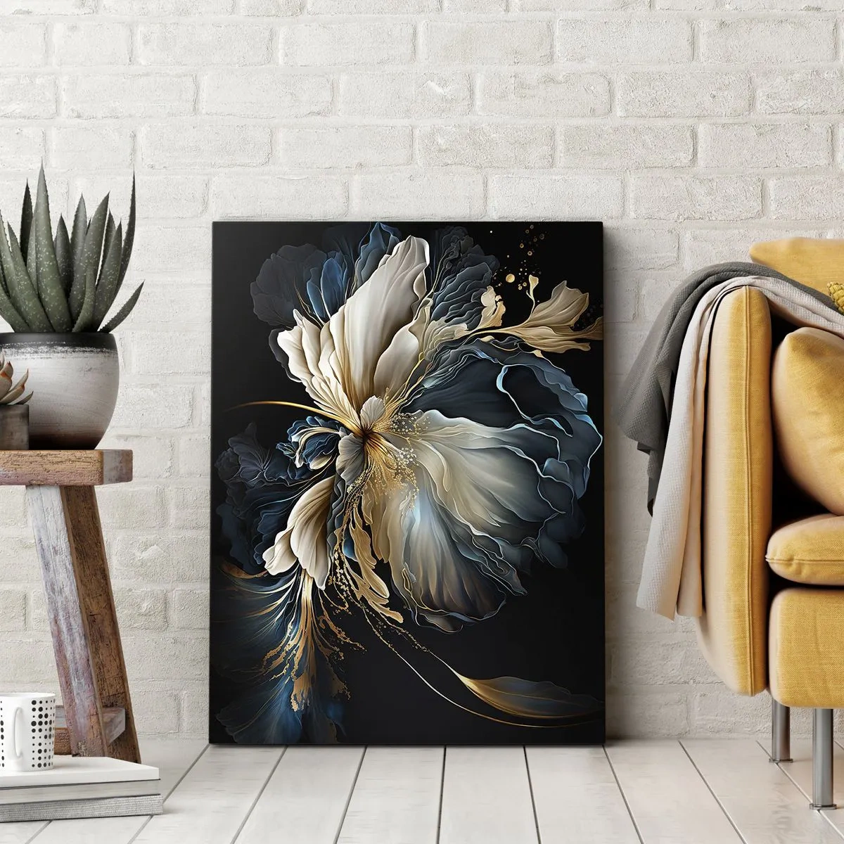Obraz na płótnie - Fantazyjna kwiatowa kompozycja - 50x70cm - Baśniowy kwiat paproci - Nowoczesna dekoracja ścienna do salonu, kuchni i sypialni ARTTOR