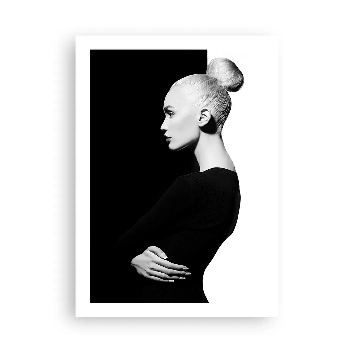 Plakat - Minimalistyczny portret kobiety w czarno-białej kompozycji - 50x70cm - Po prostu kobieta - Nowoczesna dekoracja ścienna do salonu, kuchni i sypialni ARTTOR