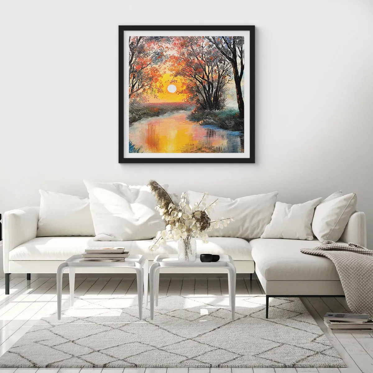 Plakat w czarnej ramie - Jesienne klimaty - 30x30 cm