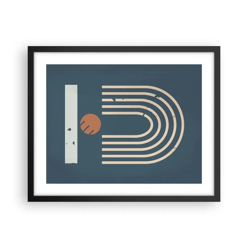 Plakat w czarnej ramie - Geometria na granacie - 50x40 cm