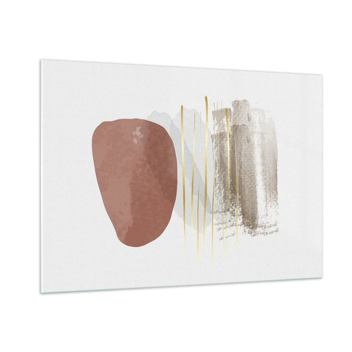 Obraz na szkle - Minimalistyczna abstrakcja z kształtami w beżu i brązie - 100x70cm - Abstrakcyjna kolumnada - Nowoczesna dekoracja ścienna do salonu, kuchni i sypialni ARTTOR