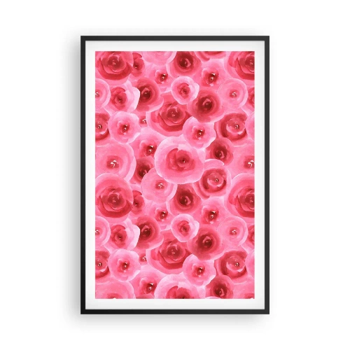 Plakat w czarnej ramie - Róże na dole i na górze - 61x91 cm