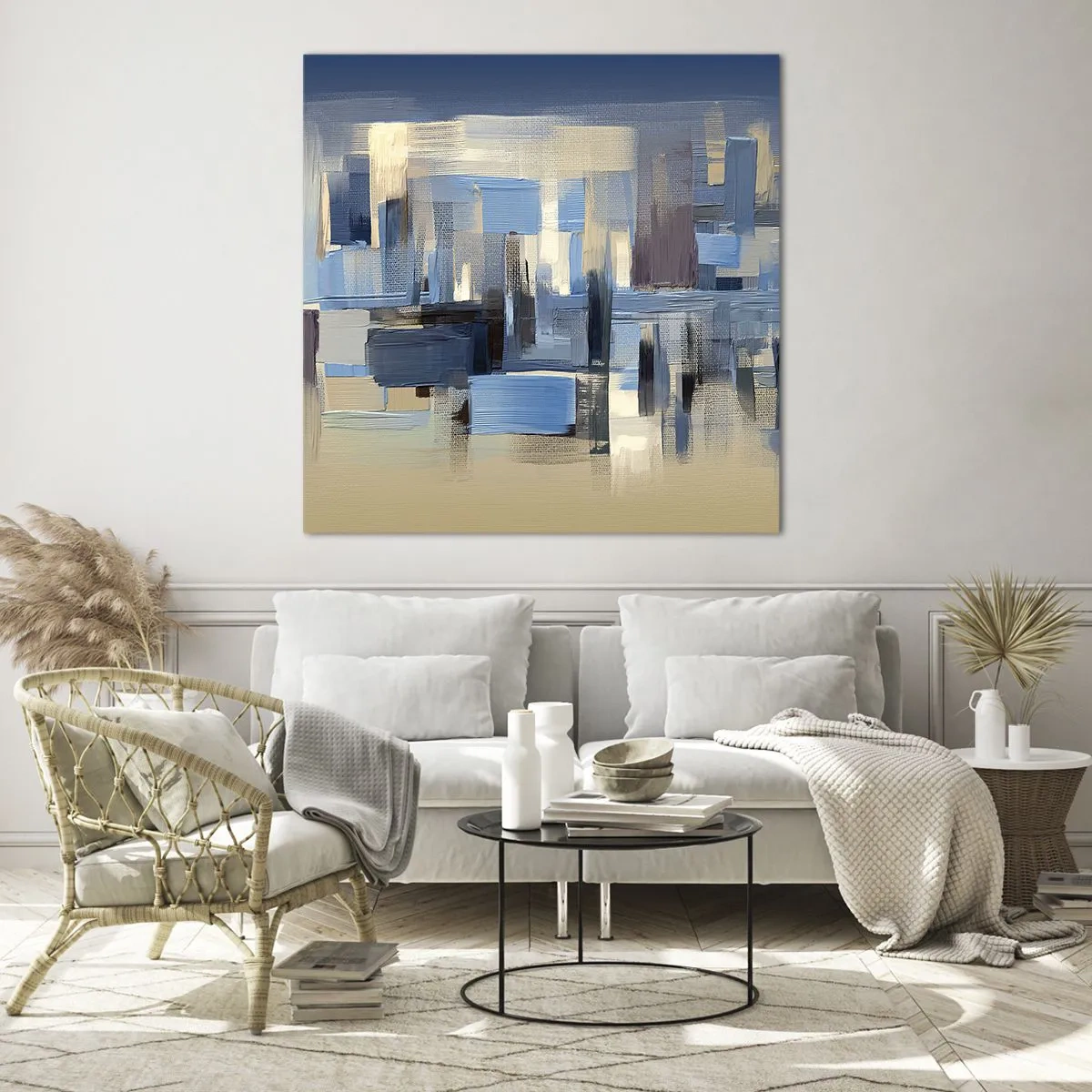 Obraz na szkle - Błękitna konstrukcja - 60x60 cm