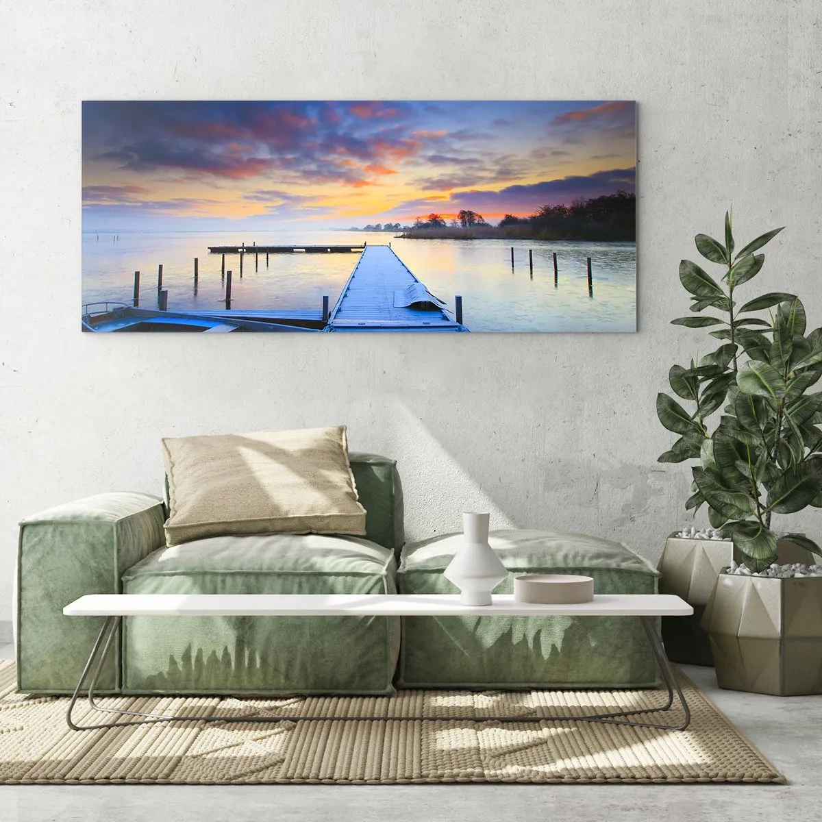 Obraz na szkle - Fioletowo-złoty spokój - 100x40 cm