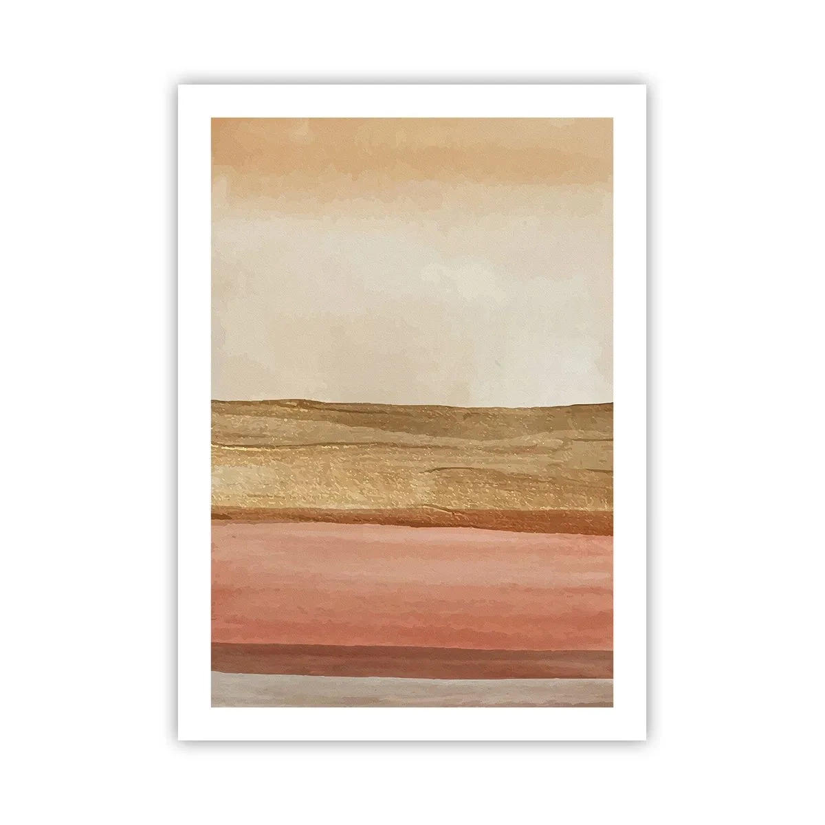 Plakat - Abstrakcyjna kompozycja w ciepłych odcieniach beżu i różu - 50x70cm - Kompozycja wertykalna - Nowoczesna dekoracja ścienna do salonu, kuchni i sypialni ARTTOR