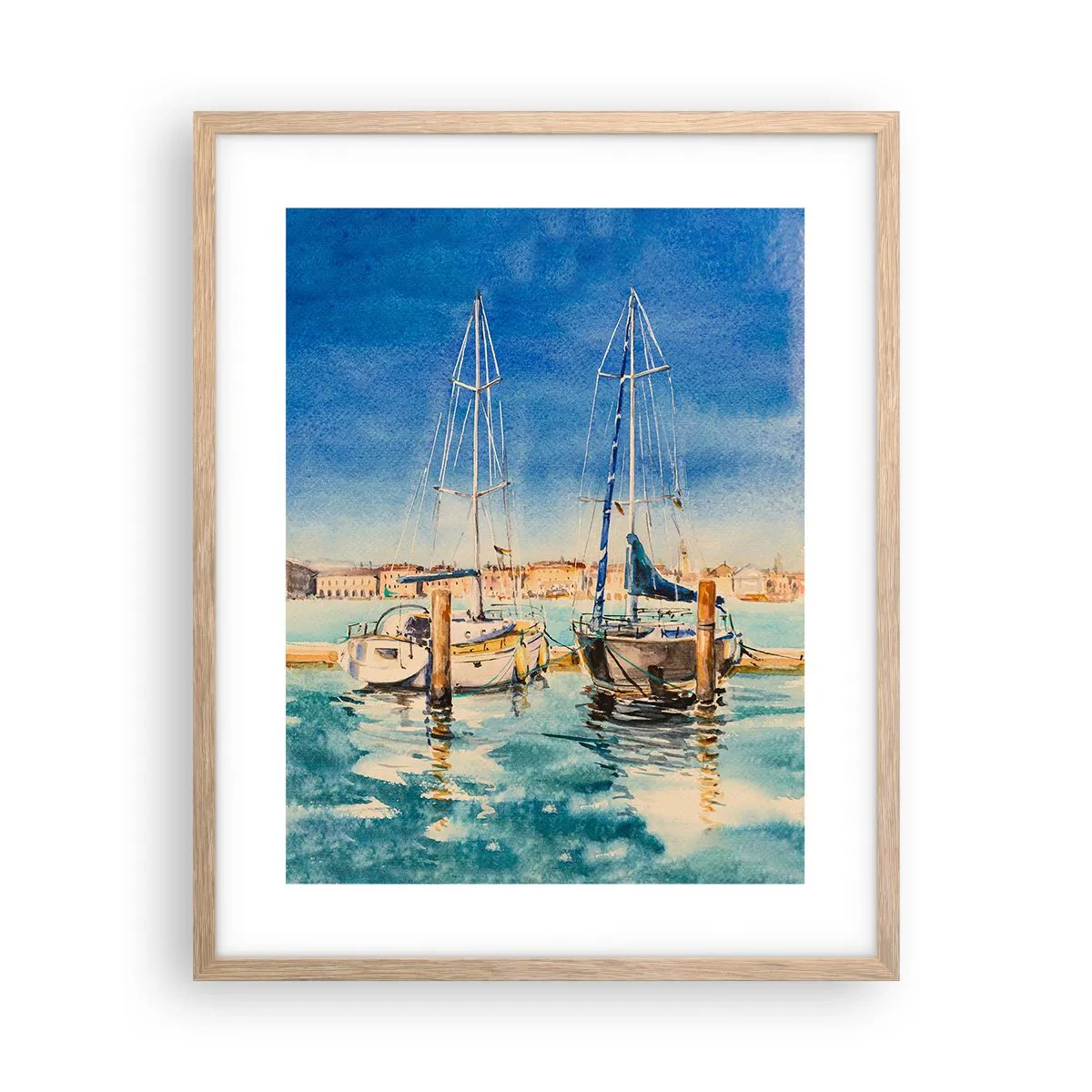 Plakat w ramie jasny dąb - Słoneczna laguna - 40x50 cm