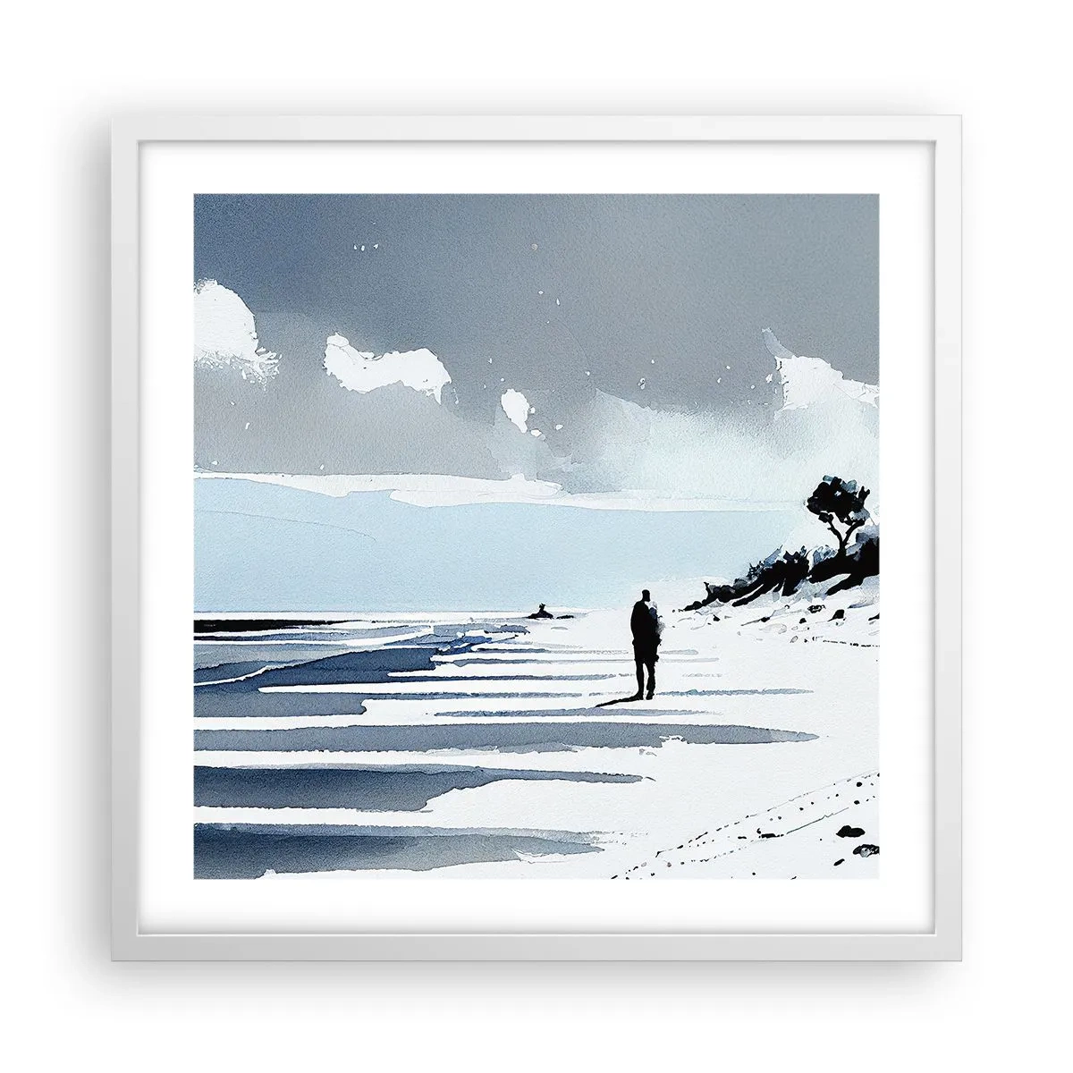 Plakat w białej ramie - Sam na sam - 50x50 cm