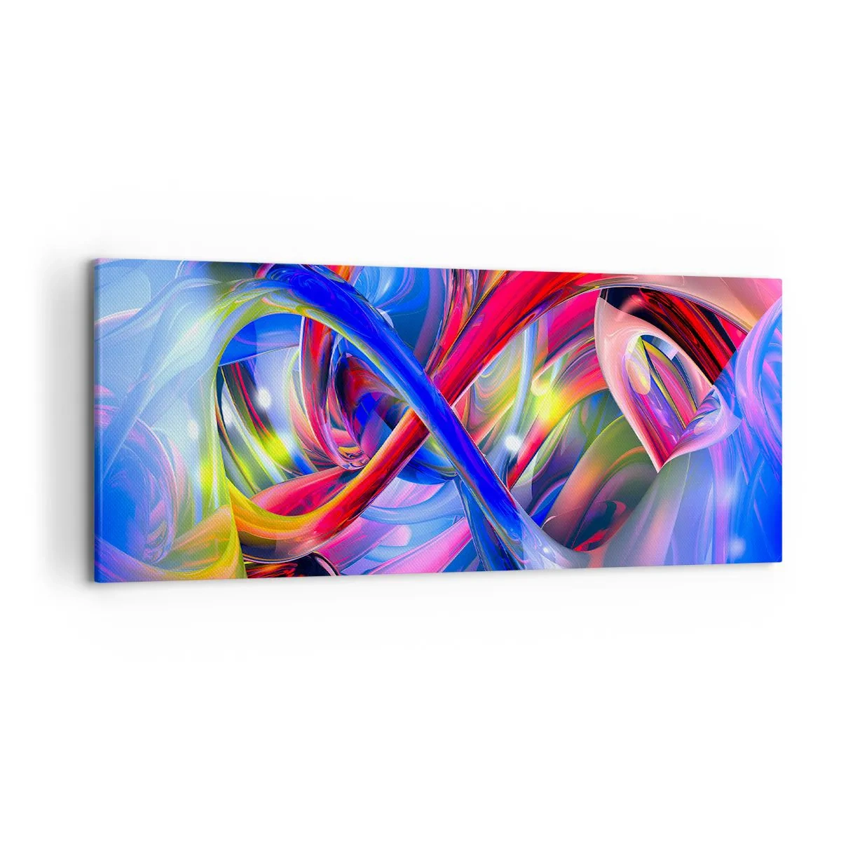 Obraz na płótnie - Abstrakcyjne, kolorowe kompozycje geometryczne w dynamicznych kształtach - 120x50cm - Taniec barw - Nowoczesna dekoracja ścienna do salonu i sypialni ARTTOR