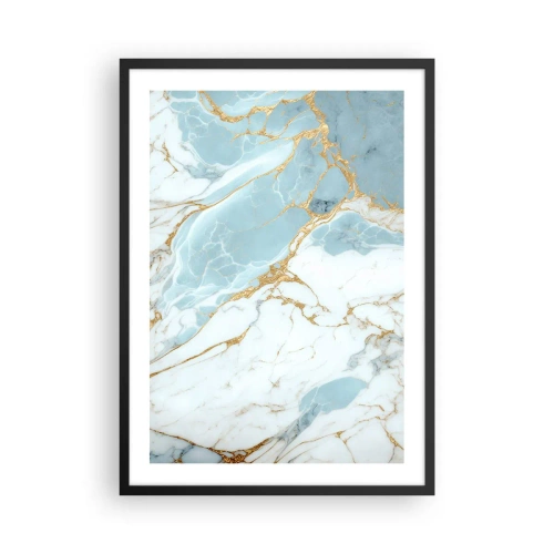 Plakat w czarnej ramie - Elegancki marmur w odcieniach błękitu i złota - 50x70cm - Bogactwo kamienia - Nowoczesna dekoracja ścienna do salonu i sypialni ARTTOR