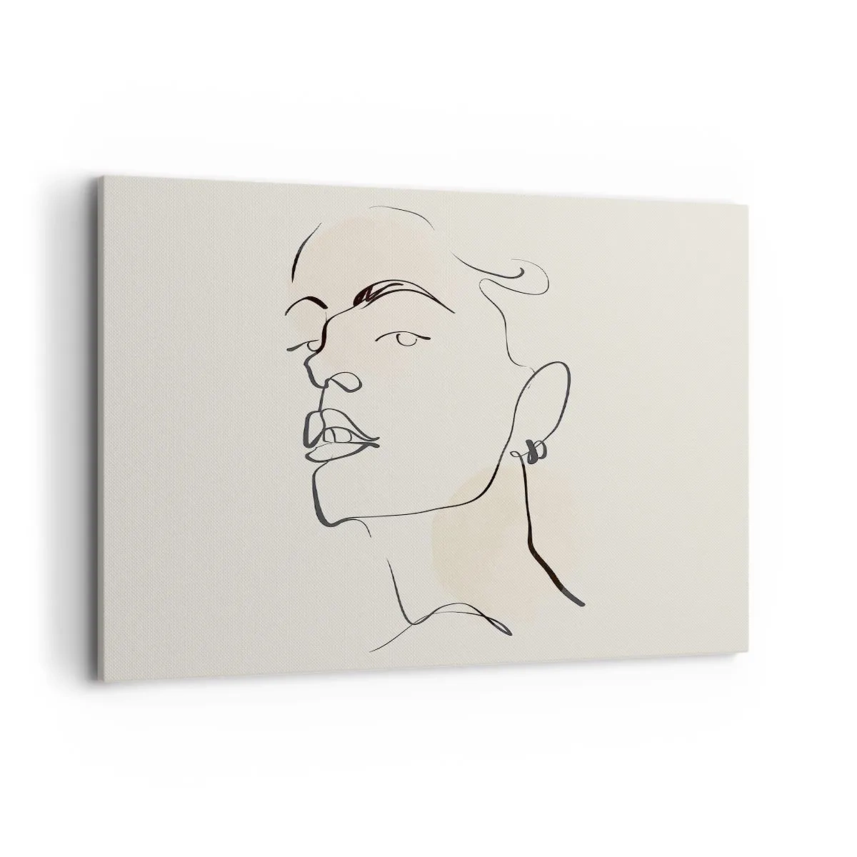 Obraz na płótnie - Minimalistyczny szkic kobiecej twarzy - 100x70cm - Dumne spojrzenie - Nowoczesna dekoracja ścienna do salonu, kuchni i sypialni ARTTOR