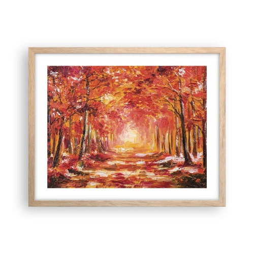 Plakat w ramie jasny dąb - Miedziany las - 50x40 cm