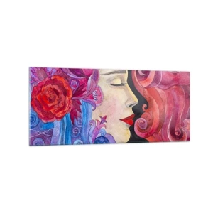 Obraz na szkle - Kolorowy profil kobiety w artystycznym stylu - 120x50cm - Secesja wciąż żywa - Nowoczesna dekoracja ścienna do salonu i sypialni ARTTOR