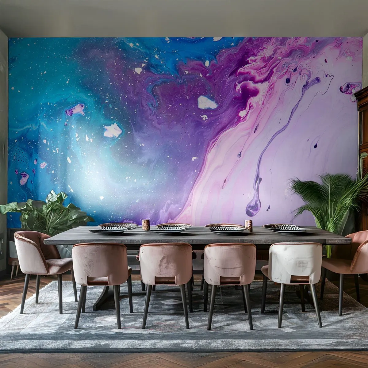 Fototapeta Premium Sand - Abstrakcyjna kompozycja w odcieniach błękitu i fioletu - 100x70cm - Yin i yang - Nowoczesna dekoracja ścienna do salonu, kuchni i sypialni ARTTOR