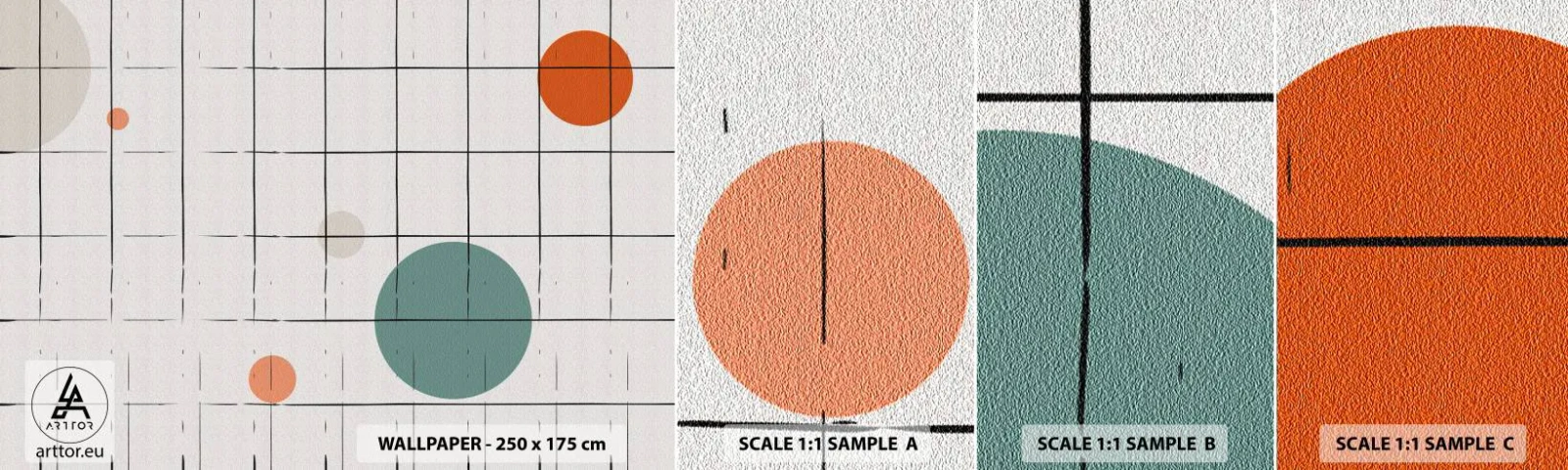 Fototapeta Próbka Standard Eco - Uwięzione. My czy one? - Tło, Koła, Kratka - 100x30 cm