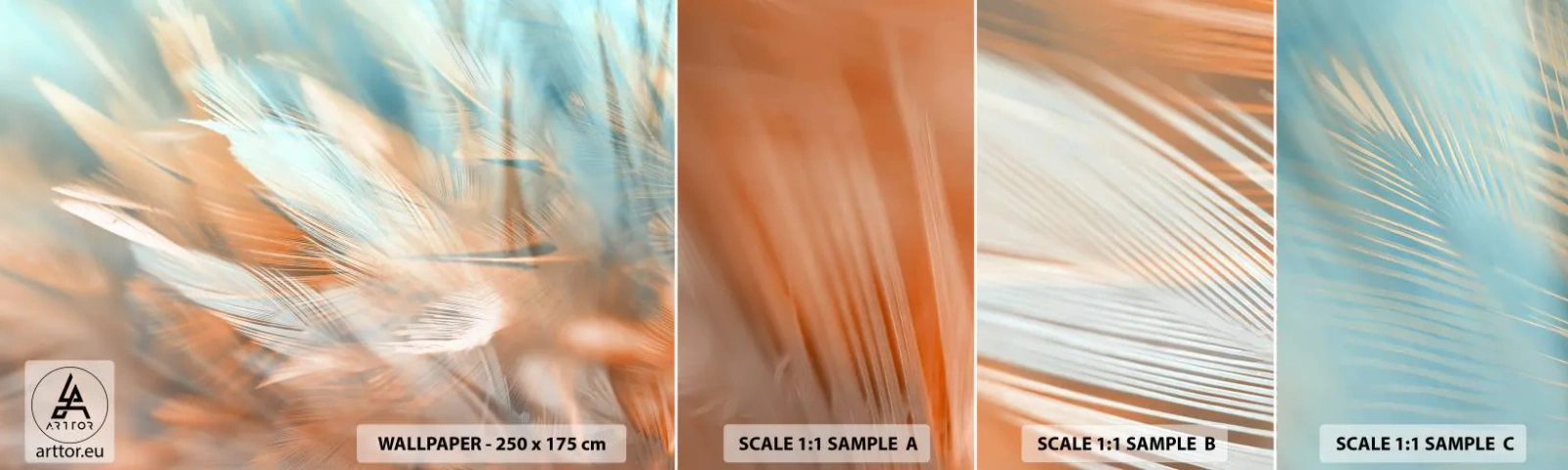 Fototapeta Próbka Samoprzylepna Deluxe Sticker - W krainie łagodności - Delikatny, Pióra, Minimalizm - 100x30 cm