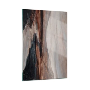 Obraz na szkle - Malownicza dolina z rzeką w odcieniach brązu i błękitu - 50x70cm -  Spokojna dolina - Nowoczesna dekoracja ścienna do salonu, kuchni i sypialni ARTTOR