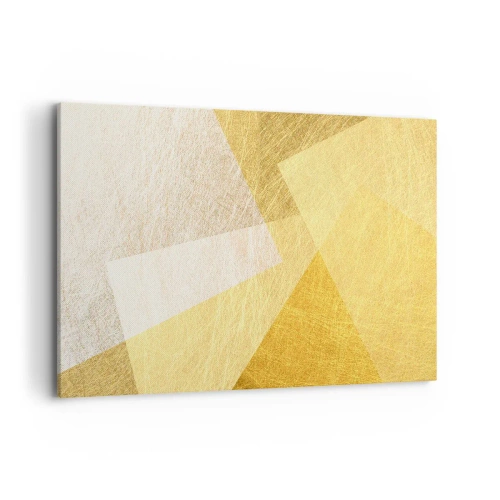 Obraz na płótnie - Geometryczne formy w złotych i jasnych odcieniach - 100x70cm - Pogoda geometrii - Nowoczesna dekoracja ścienna do salonu, kuchni i sypialni ARTTOR