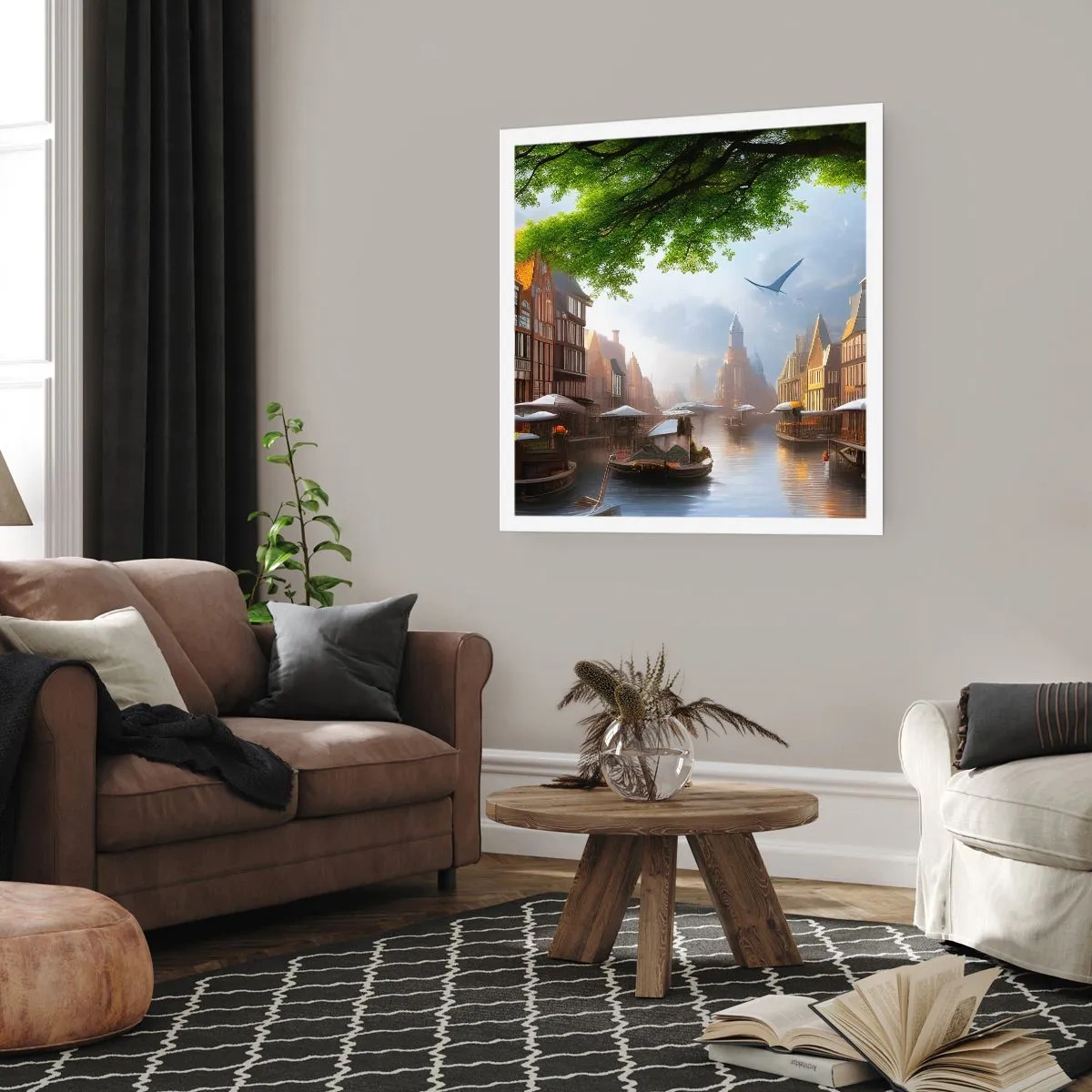 Plakat - Niderlandzki pejzaż miejski - 60x60 cm