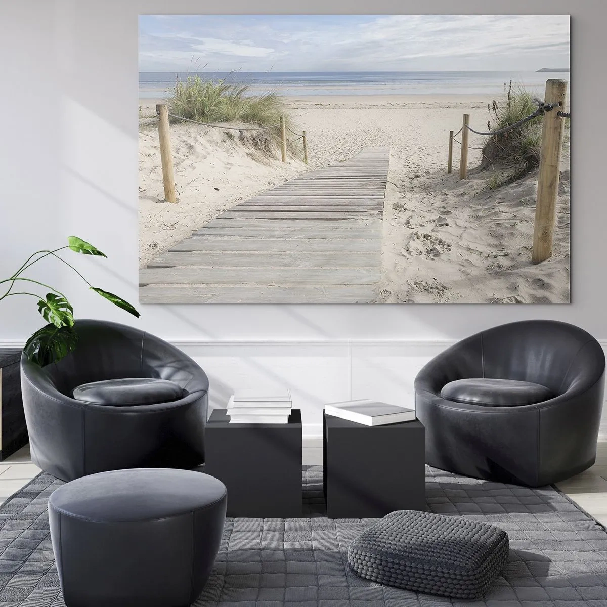 Obraz na szkle - Ścieżka na plażę z widokiem na morze - 70x50cm - Po horyzont - Nowoczesna dekoracja ścienna do salonu i sypialni ARTTOR