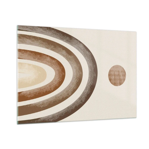 Obraz na szkle - Abstrakcyjne pasy i okrąg w odcieniach brązu - 100x70cm - W odległej galaktyce - Nowoczesna dekoracja ścienna do salonu, kuchni i sypialni ARTTOR