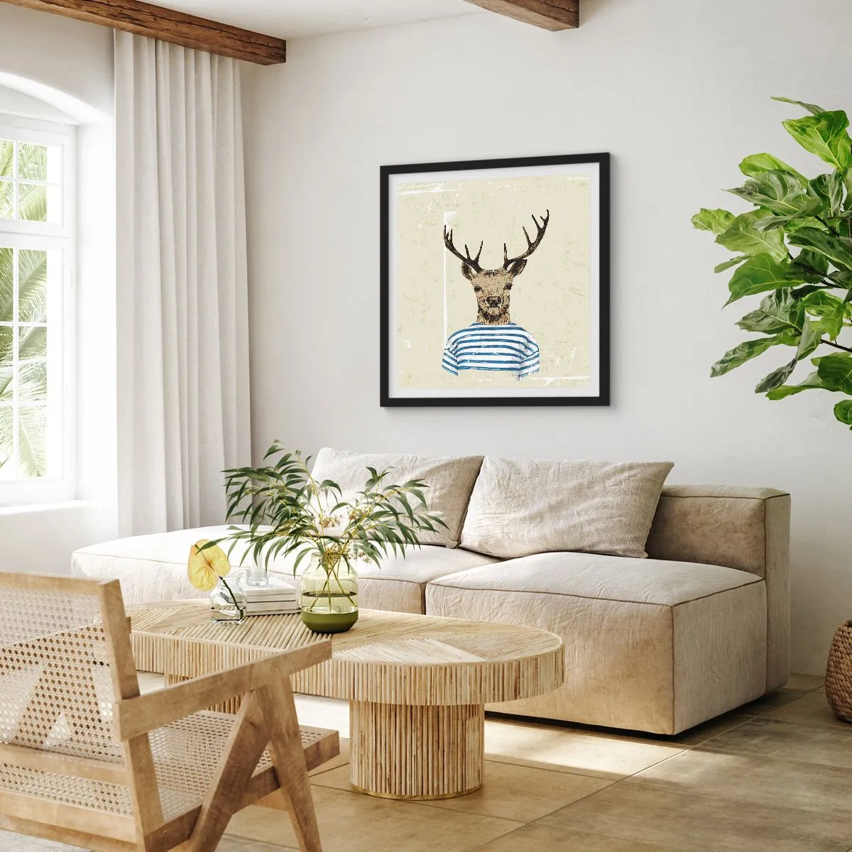 Plakat w czarnej ramie - Bo lubię koszulki w paski! - 50x50 cm