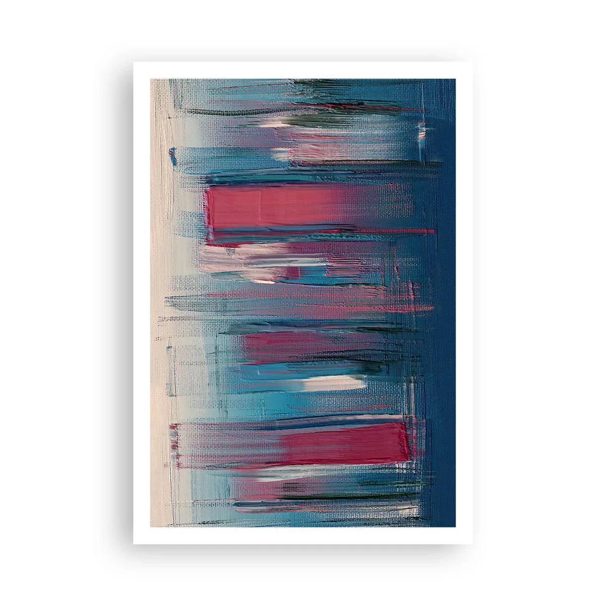 Plakat - Kompozycja wertykalna w błękicie i czerwieni - 70x100 cm