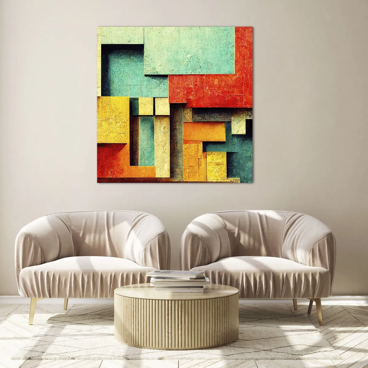 Obraz na szkle - Festiwal kątów prostych - 40x40 cm