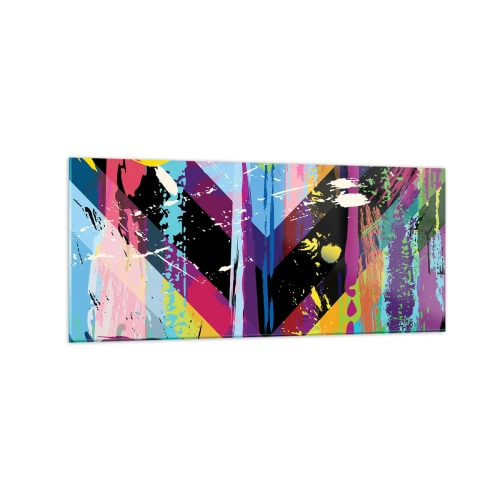 Obraz na szkle - Abstrakcyjny wzór z kolorowymi geometrycznymi kształtami - 120x50cm - Z góry na dół - Nowoczesna dekoracja ścienna do salonu i sypialni ARTTOR