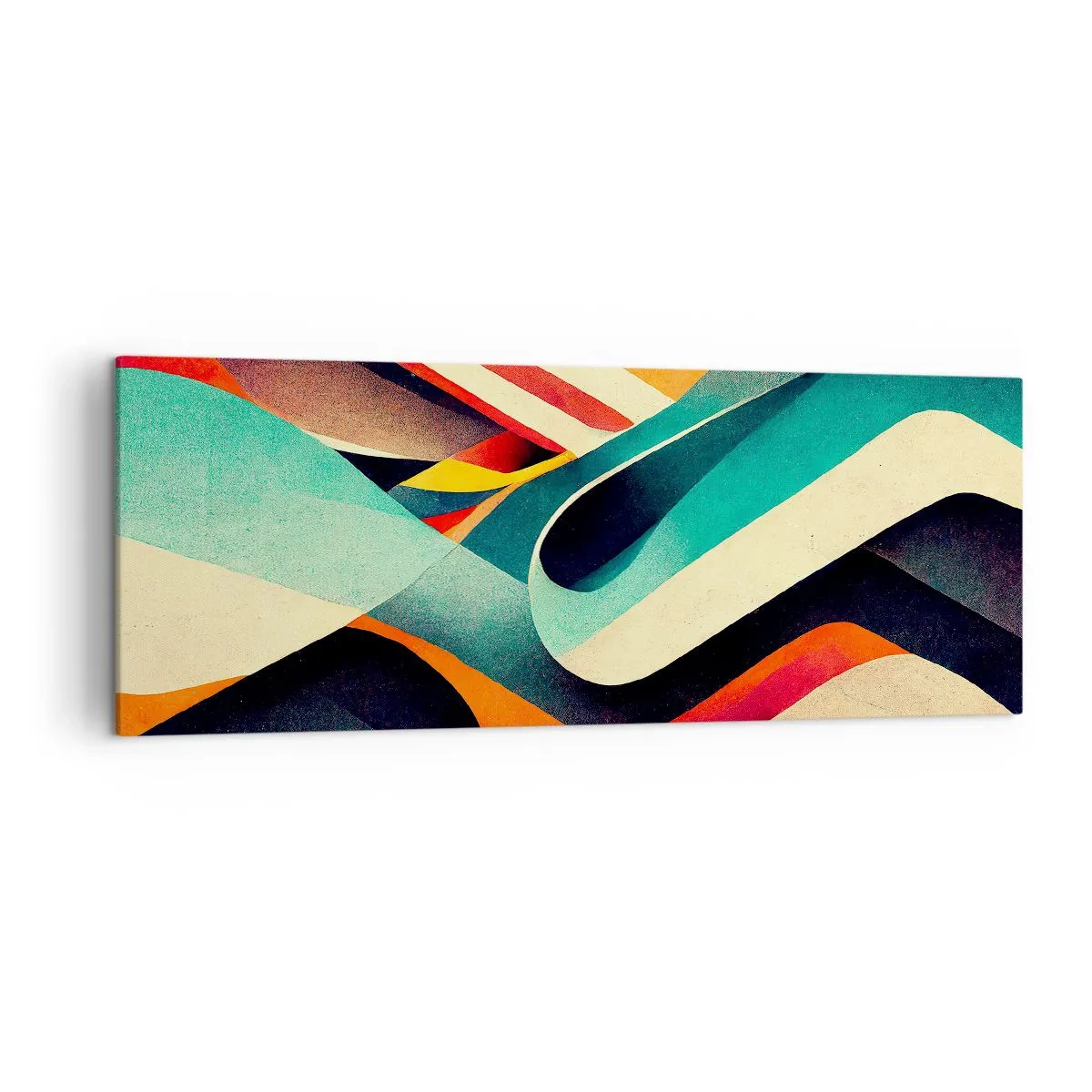 Obraz na płótnie - Kolorowe fale abstrakcyjne w dynamicznej kompozycji - 140x50cm - Kompozycja intensywna - Nowoczesna dekoracja ścienna do salonu i sypialni ARTTOR