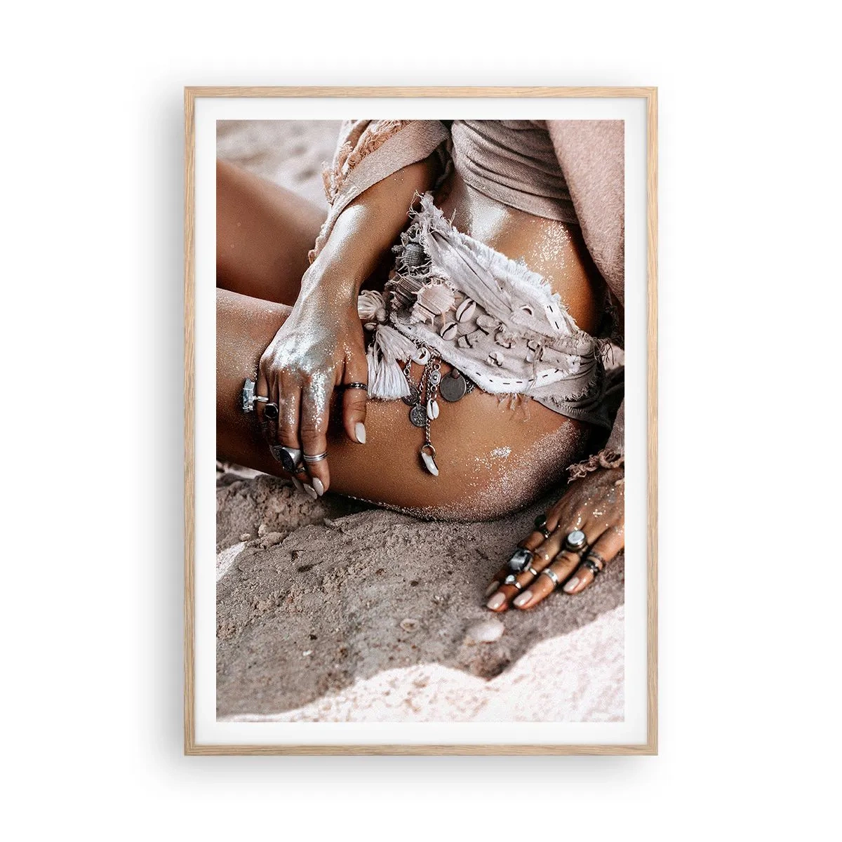 Plakat w ramie jasny dąb - Wyrzucona przez fale? - 70x100 cm