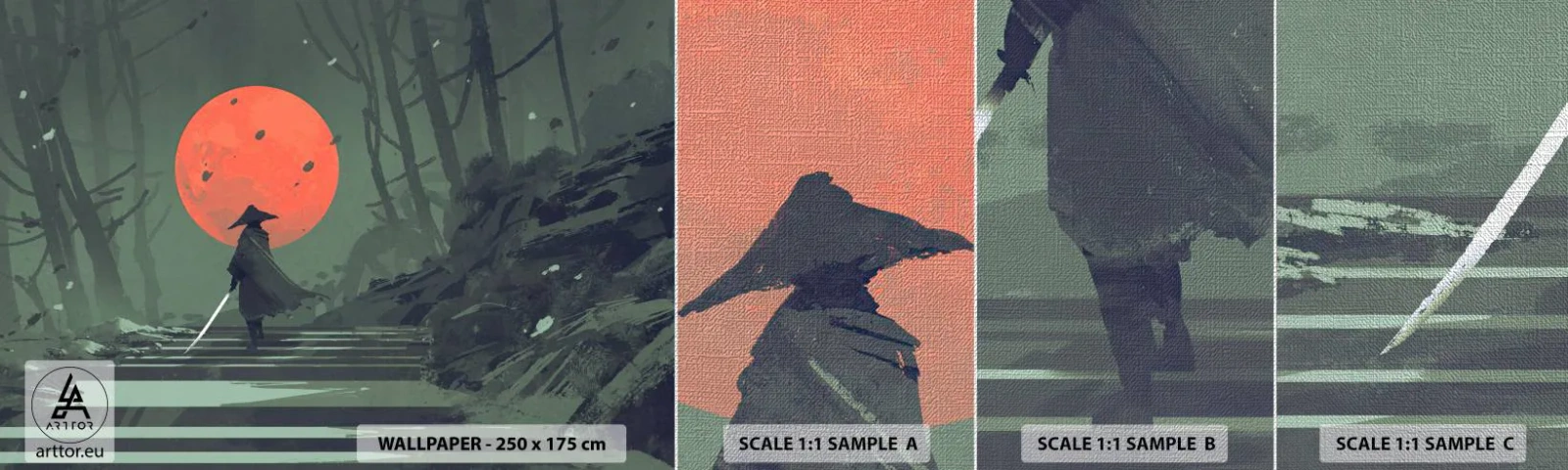 Fototapeta Próbka Premium Canvas - Wojownik czerwonego księzyca - Abstrakcja, Fantasy, Wojownik - 100x30 cm