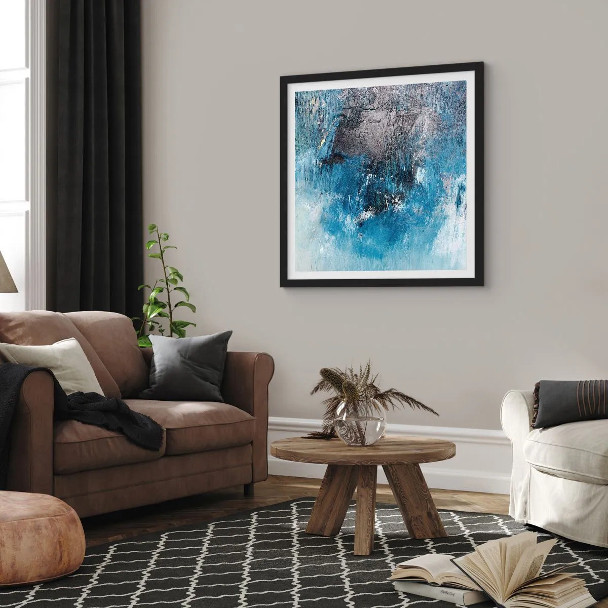 Plakat w czarnej ramie - Błękitna rapsodia - 60x60 cm