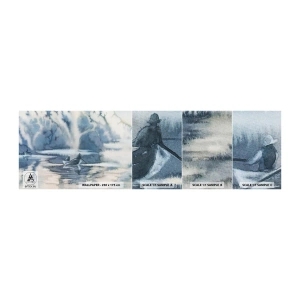 Fototapeta Próbka Samoprzylepna Deluxe Sticker - Wędkarze w swoim raju - Abstrakcja, Jezioro, Połów Ryb - 100x30 cm