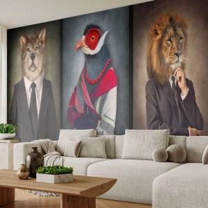 Fototapeta Premium Canvas - Co ja tu robię?! - Abstrakcja, Pies, Ptak - 350x256 cm
