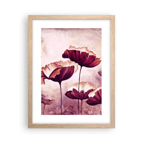 Plakat w ramie jasny dąb - Płatek czerwony i biały - 30x40 cm