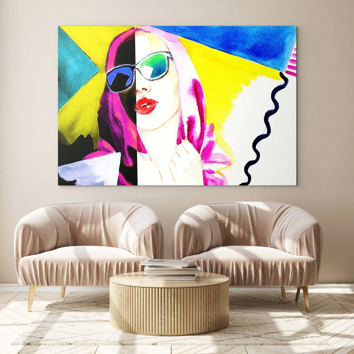 Obraz na szkle - Portret kobiety w kolorowym popartowym stylu - 120x80cm - Nie jestem biała i nie jestem czarna - Nowoczesna dekoracja ścienna do salonu, kuchni i sypialni ARTTOR