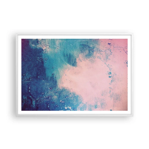 Plakat w białej ramie - Błękitne objęcia - 100x70 cm