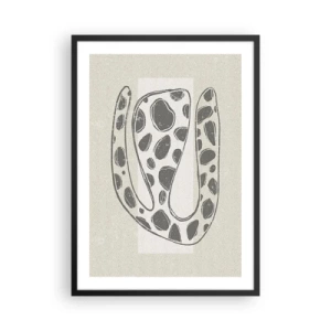 Plakat w czarnej ramie - Abstrakcyjna organiczna forma w odcieniach szarości - 50x70cm - Przedziwne stworzenie - Nowoczesna dekoracja ścienna do salonu i sypialni ARTTOR