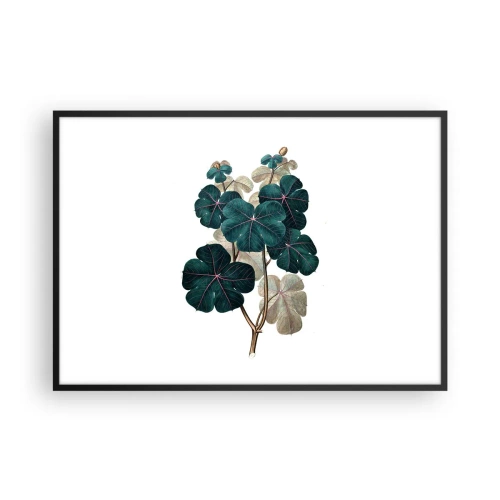 Plakat w czarnej ramie - Ilustracja botaniczna z liśćmi w odcieniach zieleni i beżu - 100x70cm - Ze starego zielnika - Nowoczesna dekoracja ścienna do salonu i sypialni ARTTOR