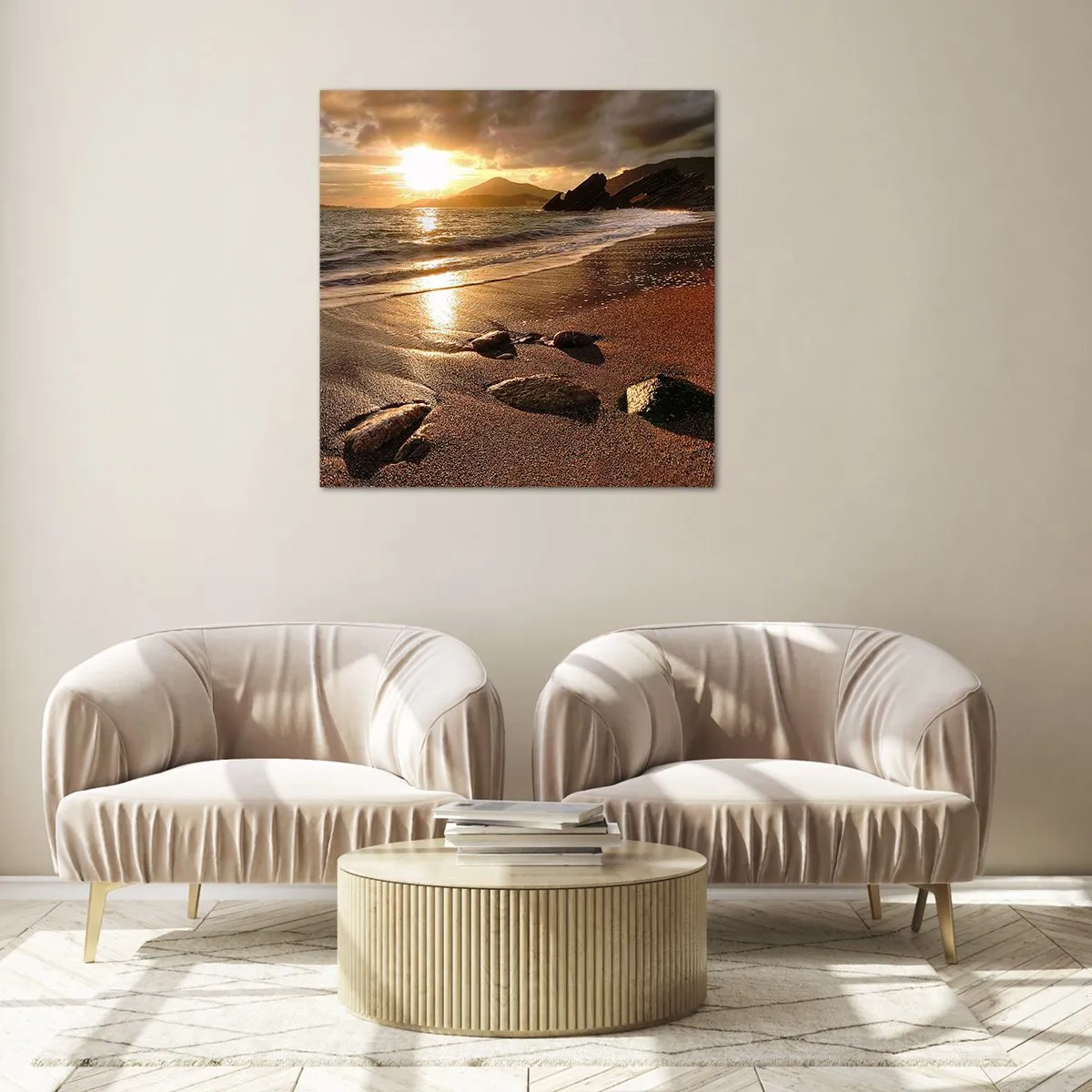 Obraz na szkle - Idź za słońcem ku wzgórzom - 60x60 cm