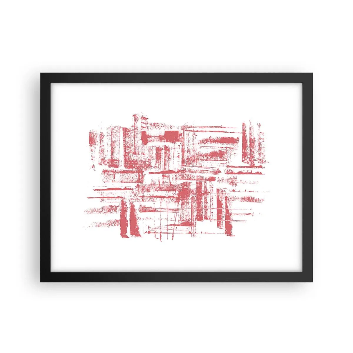 Plakat w czarnej ramie - Czerwone miasto - 40x30 cm