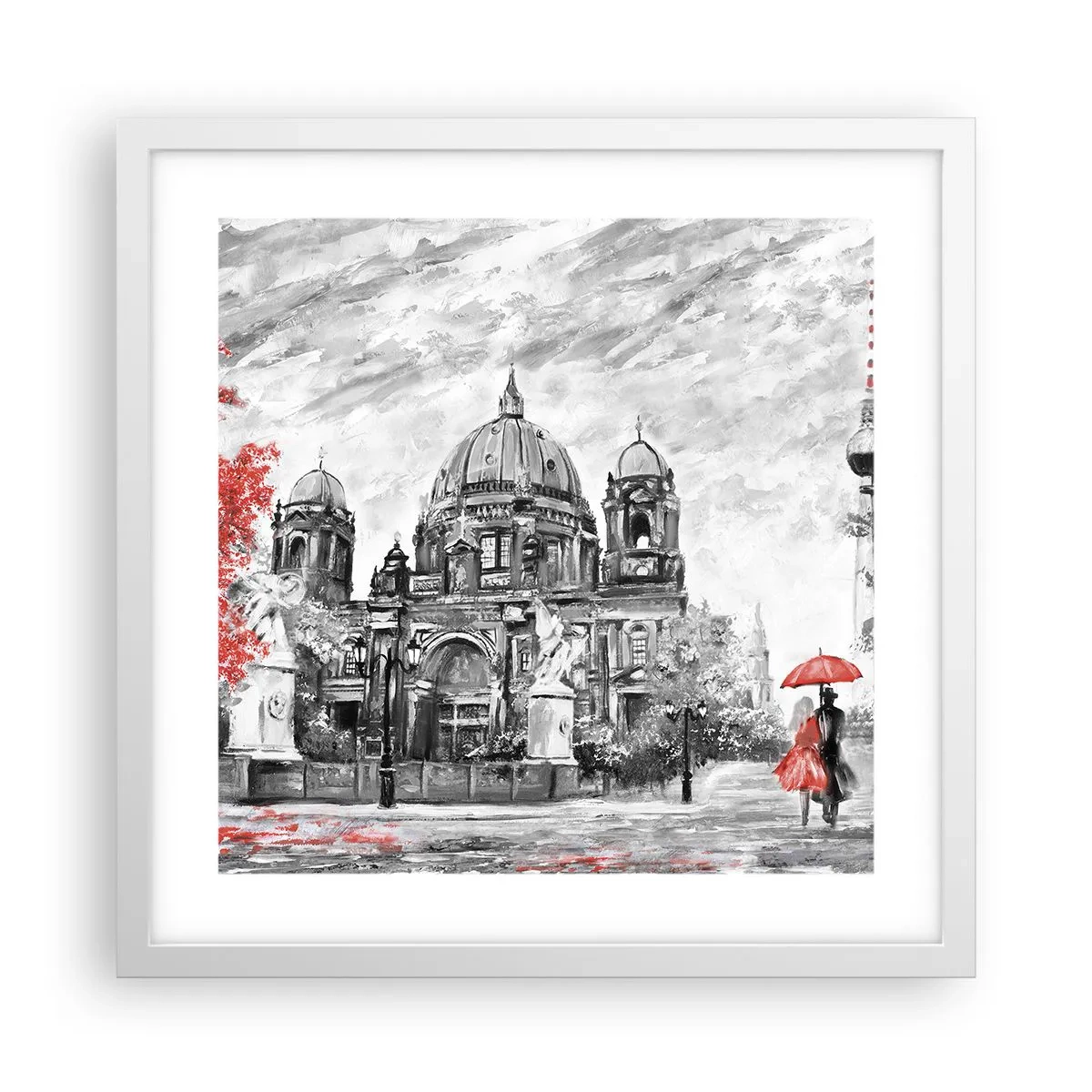 Plakat w białej ramie - Berlińskie spotkanie - 40x40 cm