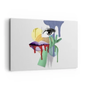 Obraz na płótnie - Zdekonstruowany portret z abstrakcyjnymi elementami - 120x80cm - Portret zdekonstruowany - Nowoczesna dekoracja ścienna do salonu, kuchni i sypialni ARTTOR