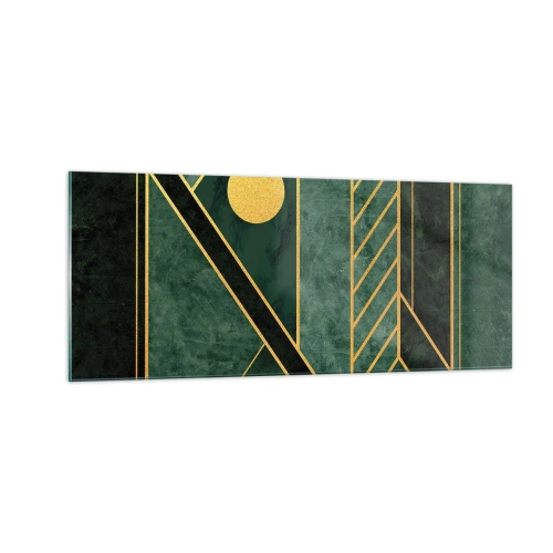 Obraz na szkle - Dynamika złota i lazuru - 100x40 cm