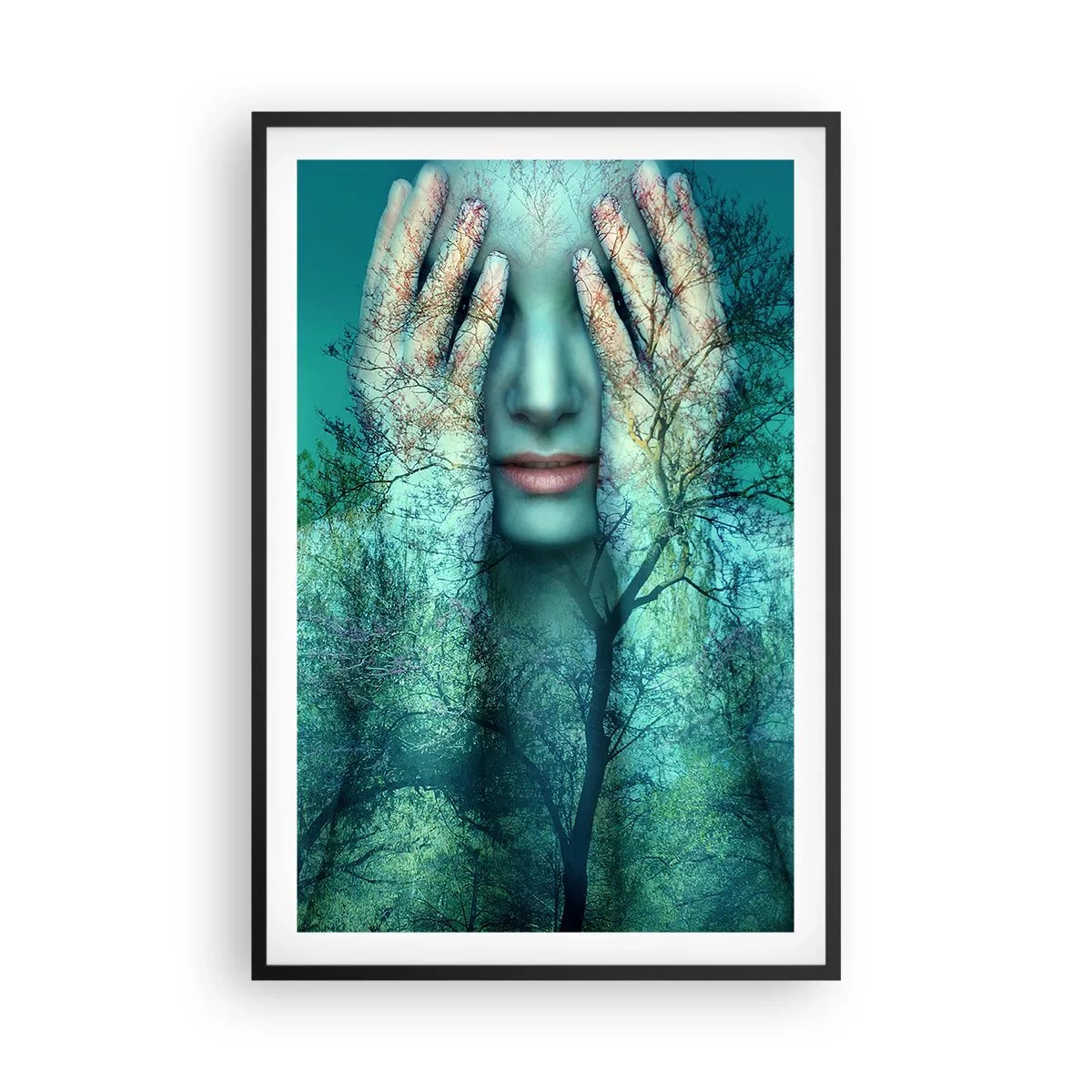 Plakat w czarnej ramie - Zanurzona w błękicie - 61x91 cm